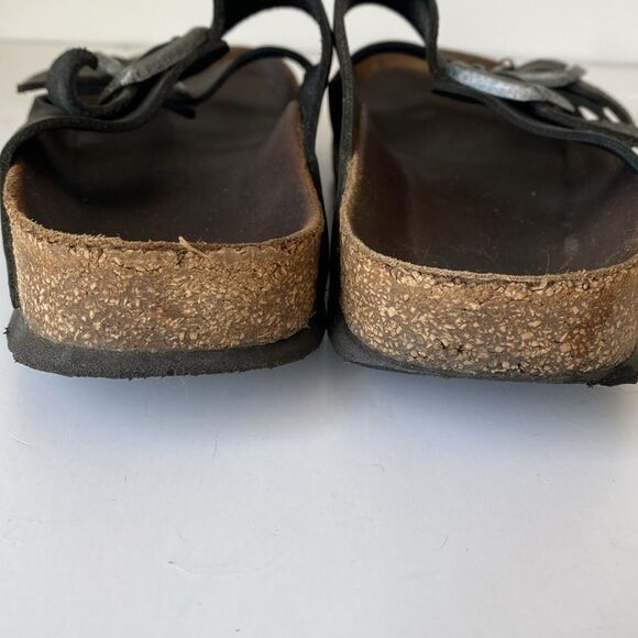 Birkenstock Black Leather Sandals Comfortable Durable US 8 - 8.5 Casual Travel - Picture 13 of 16